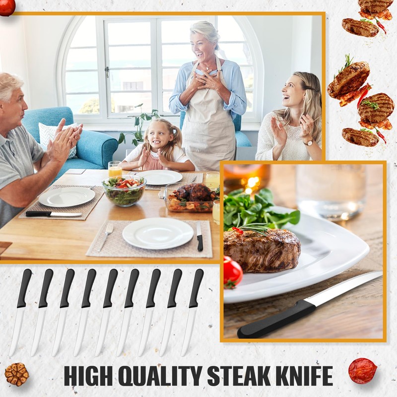 Zhehao 150 Pcs 8.39 Inches Steak Knife Sets Black Steak