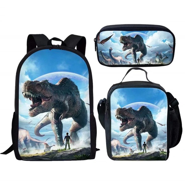 POLERO T-Rex Dinosaur School Bag Set Kids Dino Backpack for