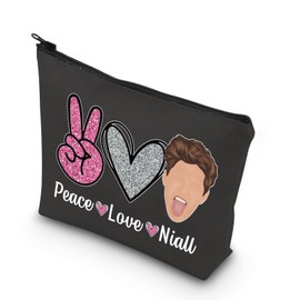 Boy Group Member Gift Peace Love Niall Gift for Women Zipper Pouch Makeup Bag (BLK-Love Niall)
