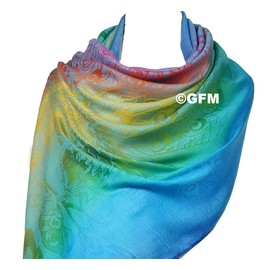 GFM Silky Feel Rainbow Pashmina Style Scarf (Neopash-C), Pck3-TX-Turquoise