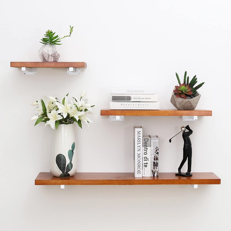 DOMI PRO 12inch/30cm Industrial White Thicken Floating Shelf Brackets Retro