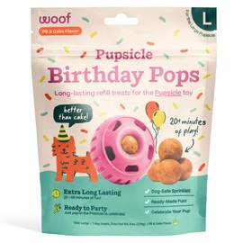 WOOF WOOF Pupsicle Birthday Pops - Healthy Dog Treats - Pre-Made Pupsicle Refills- Wholesome Ingredients - Naturally Sweet - Cake-Flavored Birthday Treat for Dogs - Large