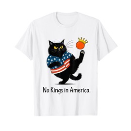 No Kings In America Black Cat We The People Political T-Shirt