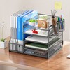 Marbrasse 5-Tier Paper Letter Tray Organizer with Drawer and Pen