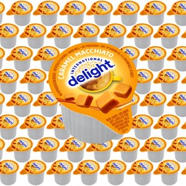 Caramel Macchiato Creamer Singles, 48 Pieces of Individual Coffee Creamers, Perfect Delight Caramel Macchiato Creamer for Home, Office or On the Go, Flavorful Coffee Experience Anytime