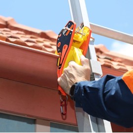 Lock Jaw Ladder Grip, (1 Single Unit) Ladder Stabilizer, Fits on Gutters in Seconds, Slide Lock, Rolling Safety Device, Ladder Gutter Clip