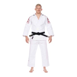 FUJI mens Double Weave Judo Gi, Thick Collar Cotton-Blend Judo Uniform , White , 5