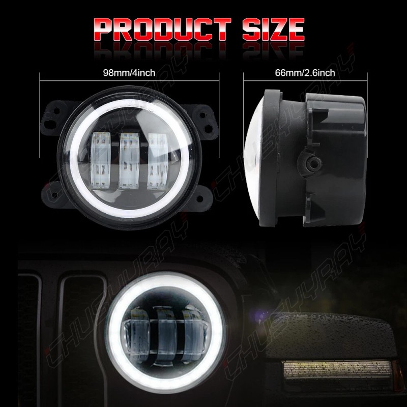 CHUSYYRAY Pair 4" Inch Round Front Bumper Fog Lights For