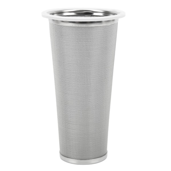 Brewer Filter for Mason Jar, 304 Stainless Steel Cold Brew Coffee Filter with White Rubber Circle Coffee Cone Mesh Filter Cold Brew Coffee Maker Sun Tea Infuser for Fruit Drink, 8 * 15cm