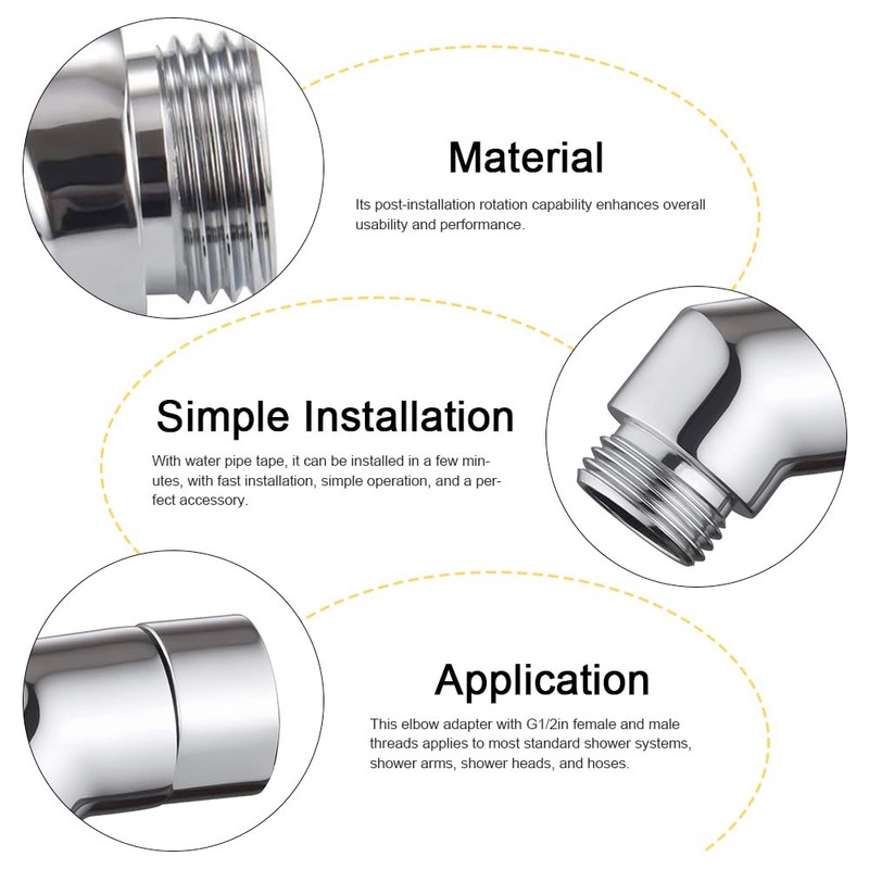 Handheld Shower Head Elbow Adapter G1/2" Conversion Joint Shower Connector