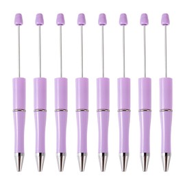 Elecrelive 20pcs Plastic Beadable Pens Black Ink Ballpoint Pen Lilac Blank Beadable Pens for Students Teacher Office School Graduation Gift Supplies