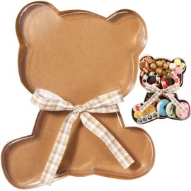 SiliFine 12'' Bear Shaped Box for Charcuterie,Gift Box Fillable Charcuterie with Clear Lid, Bear Decorative Charcuterie Cardboard for Baby Shower Birthday Wedding Thanksgiving Day Christmas(Khaki)