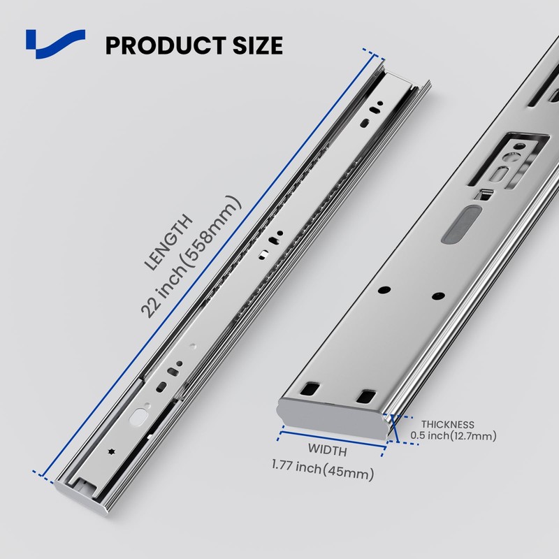 LONTAN 6 Pairs 22 Inch Soft Close Drawer Slides Heavy