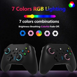 2.4G Wireless PC/Switch Controller with RGB Lighting/Programming Keys/Hall Joysticks/Hall Triggers/Vibrations,Three-Mode Switch Controller,Plug and Play Work for Windows PC, Android, Switch, Steam,TV