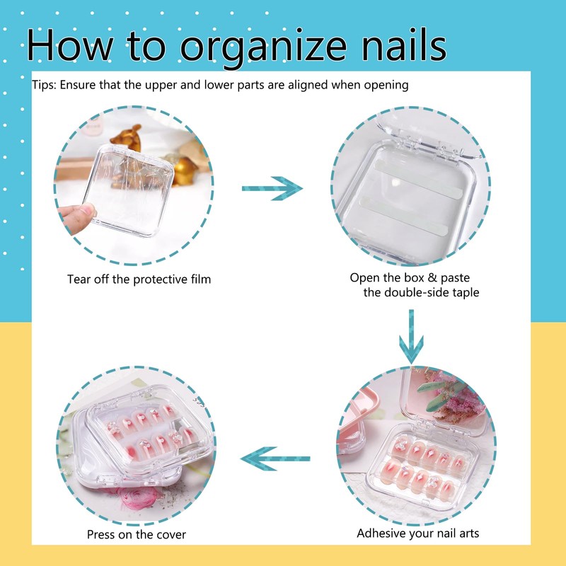 YANMAKE Press On Nail Storage Boxes, 36 PCS Clear Plastic