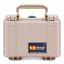 ColorCase Pelican Protector 1120 Case Desert Tan - Small Size Waterproof Case with Pick & Pluck Foam & Convoluted Lid Foam - Desert Tan Latches