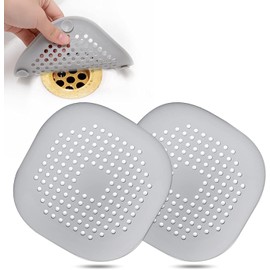 Timotech Tapa de Coladera para Regadera de Silicona, Filtro para Drenaje para Cocina y Baño, Tapón de Silicona con Ventosa, Protector de Drenaje, Filtro para Atrapar Cabello (Gris)