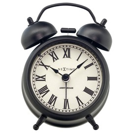 NEXTIME Table Amsterdam Small Table Clock, Alarm Clock, Stylish, Quiet, Bell, European Table Clock, Bedroom, Compact, Small, Cool