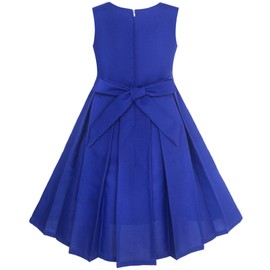 Sunny Fashion Girls Dress Color Block Contrast Bow Tie Everyday Party Size 14 Blue