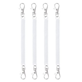 4 Pcs Stretchy Spiral Keyring, Retractable Plastic Keychain Spring Key Holder Anti-Lost Safety Key Ring for Key Wallet Cellphone (Transparent)