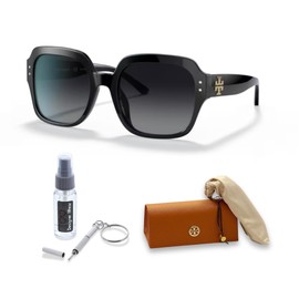 Tory Burch TY7143U 1326T3 56MM Black/Grey Gradient Polarized Square Sunglasses for Women + BUNDLE with Designer iWear Eyewear Kit