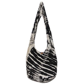 TIE DYE Bohemian Hipster Hobo Boho Hippie Crossbody Bag Purse Black Tone 39" (SlopeGreyBlack)