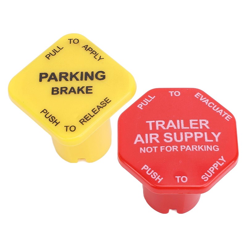 Yellow Semi Truck Parking Brake Knobs Red Trailer Air Brake