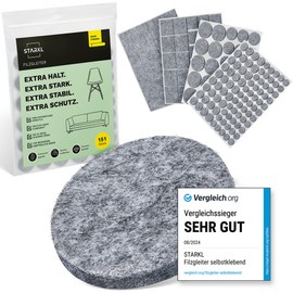 STARKL STARKL? Filzgleiter selbstklebend 151 Stck (Grau) I 4mm Dicke Filzgleiter fr Sthle I M?belgleiter Filz selbstklebend I M?belgleiter aus hochwertigem Nadelfilz I Stuhlgleiter I Klebefilz
