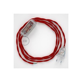 creative cables - Cable for table lamps TM09 red silk effect 1.80 m. Choose from three colours with switch and plug. - Transparent