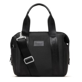 Omanmoli Insulated Lunch Bag Lunch Box for Women Large Neoprene Crossbody Lunch Tote Bag Cooler Bag for Work Picnic Travel with Adjustable Shoulder Strap(Black)