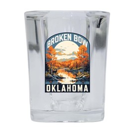 R and R Imports Broken Bow Oklahoma Design B Souvenir 2.5 Ounce Shot Glass Square 2-Pack