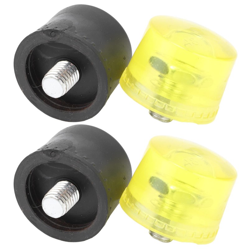 4 Pcs Rubber Hammer Replacement Striking Head Yellow Black Plastic