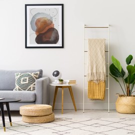 IRIS USA Free-Standing Clothing Rack, Clothes Organizer, Ladder Style, Metal Garment Rack, White