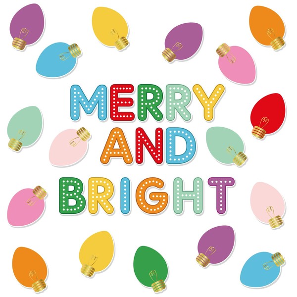 Whaline 50Pcs Christmas Boho Paper Cutouts Merry and Bright Light