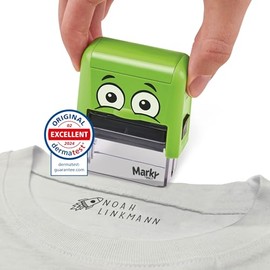 COLOP DIY MARKY - Sello personalizable para niños, para ropa y más, con tinta, 1000 impresiones, para todas las superficies, etiquetas y cinta térmica (verde)