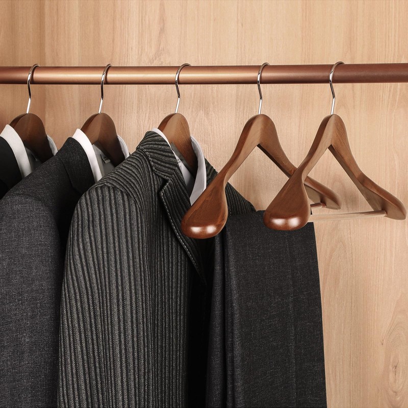 TOPIA HANGER Wide Shoulder Wooden Hangers, Suit Hangers with Non
