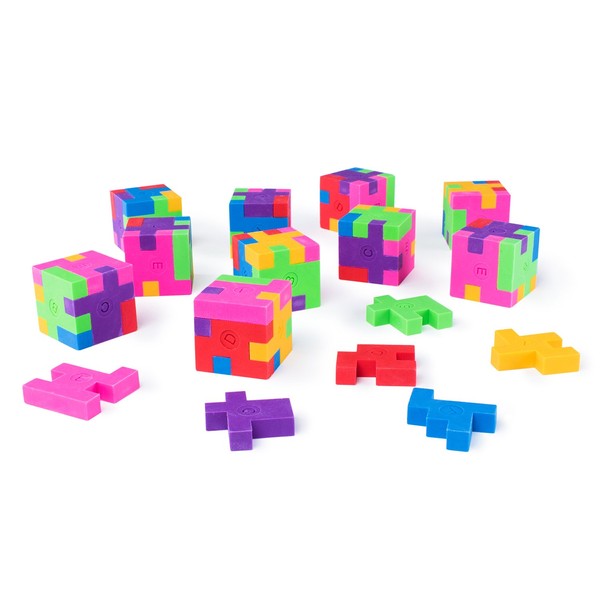 Super Z Outlet 12 Pack Colorful Puzzle Erasers Miniature Pencil Erasers Children Party Favors, Classroom Student Prize Packs, Brain Teasers