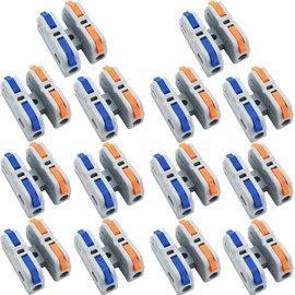 Cable Connectors, CESFONJER SCH-2 Connection Terminals, Mini Terminal Blocks with Multi-Coloured Actuation Lever, Electrical Connection Blocks, with Mounting Screws (Pack of 14)