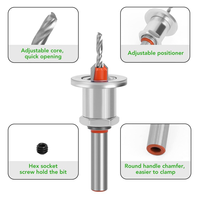 Countersink Drill Bit Set, 5Pcs Wood Drill Bit Set, Countersink