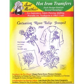 Carnation Rose Tulip Jonquil Aunt Martha's Hot Iron Embroidery Transfer