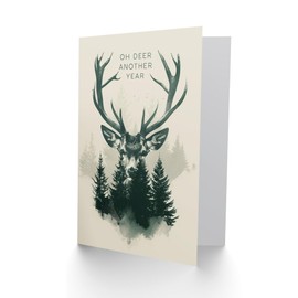 Artery8 Birthday Card Stag in Trees Pun Funny Woodland Oh Deer For Him Man Male Dad Brother Son Papa Grandad Greeting Card