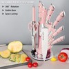 Pink Kitchen Knife Set, 9-Pieces Sharp Non-Stick Coated Chef Knives