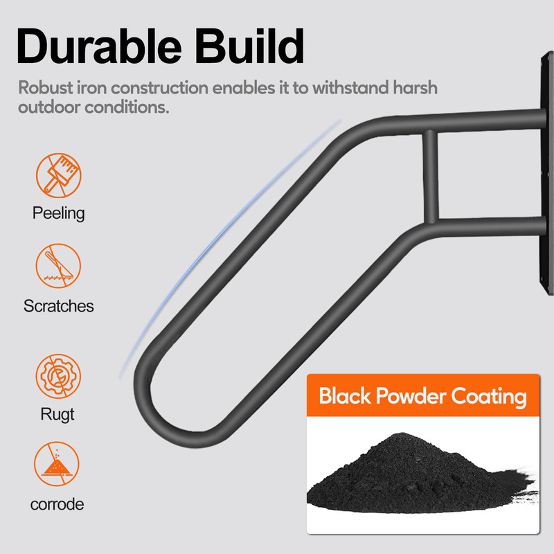 Outdoor Handrail for 1-3 Steps, 22.8" Length Wall Mount Stair