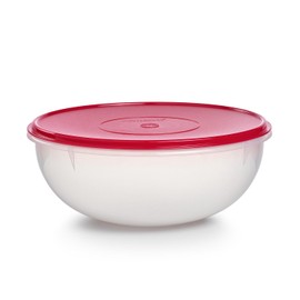 Tupperware Fix-N-Mix 1.7 Gallon Mixing Bowl, Clear with Lipstick Colored Airtight Lid, Dishwasher Safe and BPA Free (6.5 L)