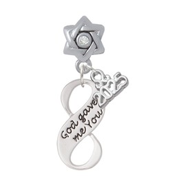 Delight Jewelry God Gave Me You Infinity Sign - Silver-tone Clear Star of David Charm Bead Dangle with Mini 2025