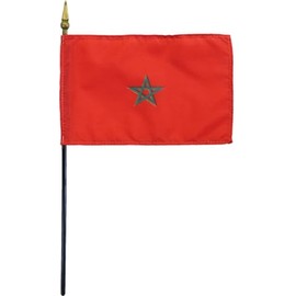 Morocco - 4 in x 6 in World Stick Flag