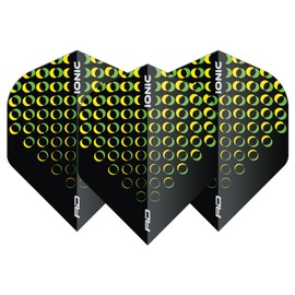 RED DRAGON Hardcore Ionic Yellow Circles Dart Flights - 3 Sets Per Pack (9 Dart Flights in Total)