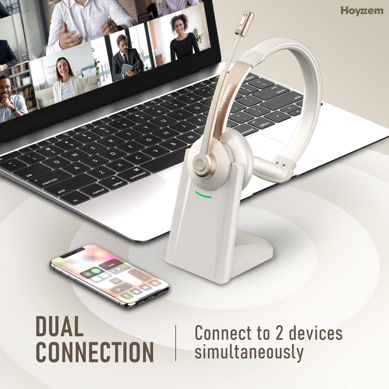 Bluetooth Headset, Wireless Headphones with Microphone Noise Canceling & USB