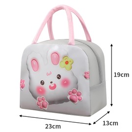 LHLZNB Three-Dimensional Cartoon Lunch Bags， Insulated Pack Lunch Bag for Kids Girls Boys, Portable Lunch Box Bag, Thermal Leak-Proof Cooler Bag for Work School Travel Picnic (White Rabbit)