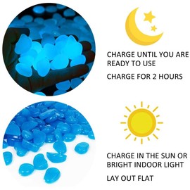 Opps 100 Pcs Glow in The Dark Garden Pebbles for Walkways and Decor in Blue